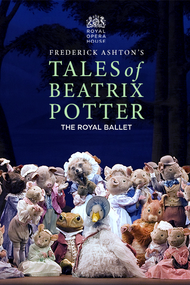 Ballet Dancers dressed as characters from Beatrix Potter stories pose on stage at the Royal Ballet